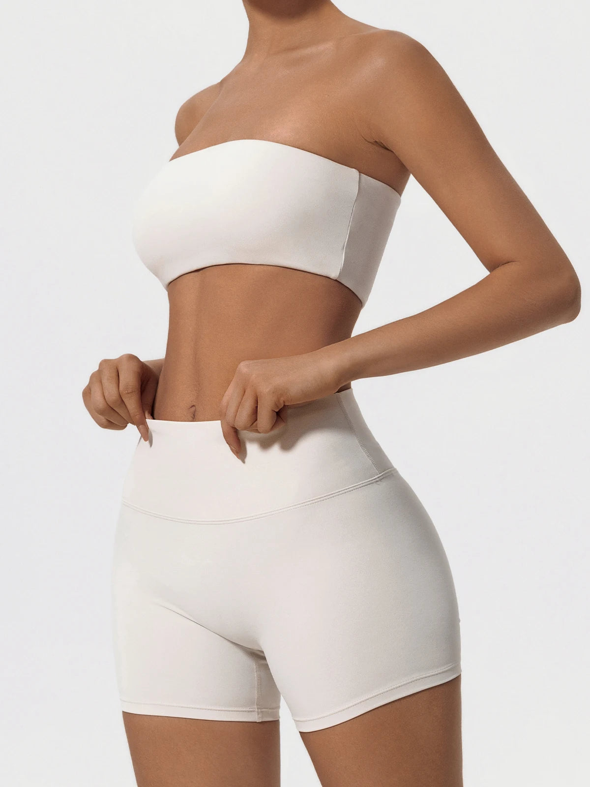 Conjunto deportivo de dos piezas Ctenkevet para mujer: incluye sujetador sin tirantes, top corto y ropa de gimnasio.