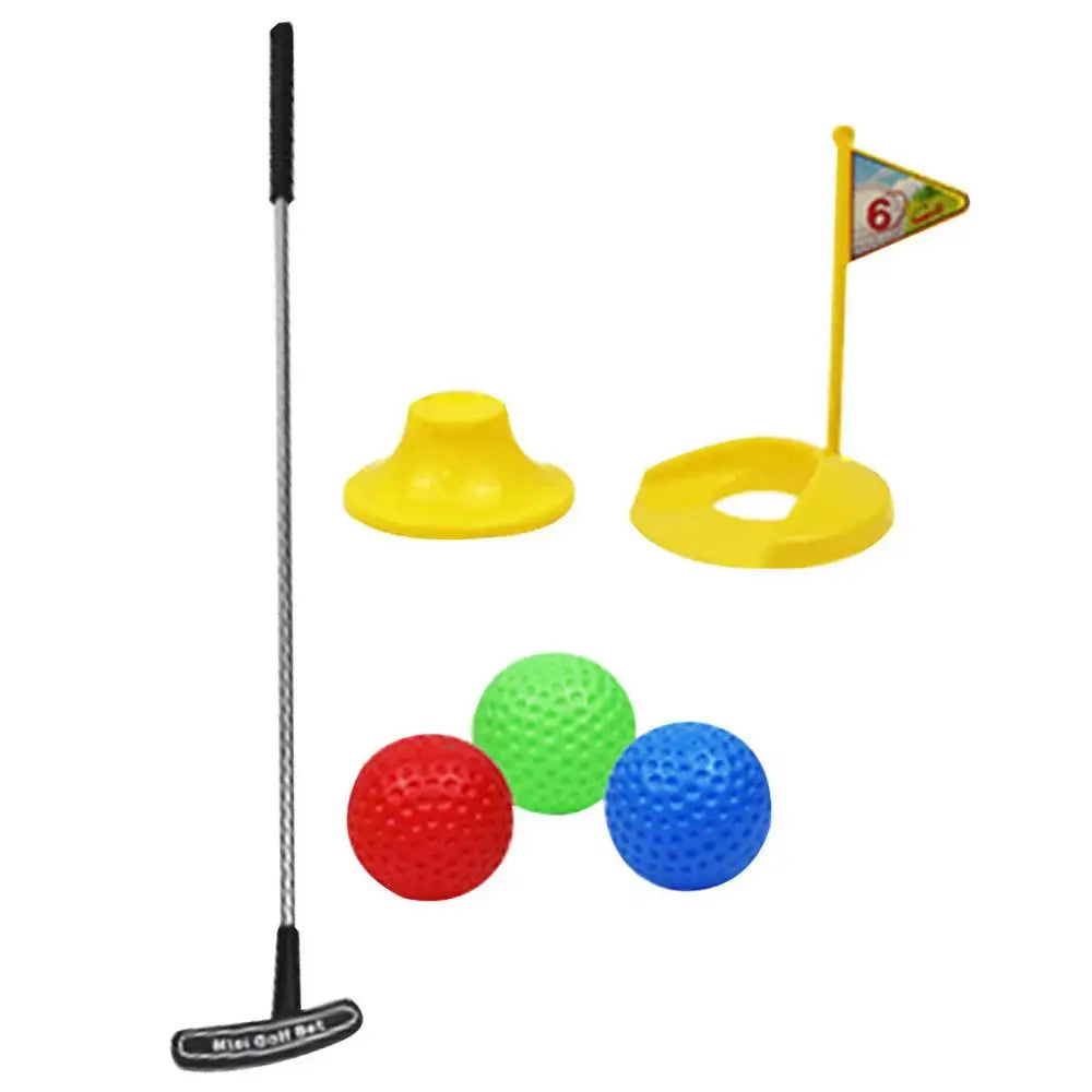 Juguetes de golf portátiles para exteriores, juego de ejercicio en interiores con pelotas y palos de golf de entrenamiento. Juego de juguetes de golf.