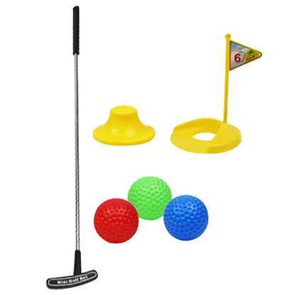 Juguetes de golf portátiles para exteriores, juego de ejercicio en interiores con pelotas y palos de golf de entrenamiento. Juego de juguetes de golf.