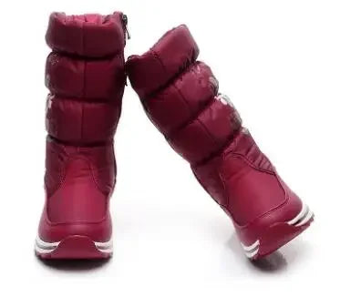 Botas de nieve para mujer, botas de invierno con plataforma, botas gruesas de felpa, impermeables y antideslizantes, zapatos de invierno de moda para mujer, botas cálidas de piel para mujer