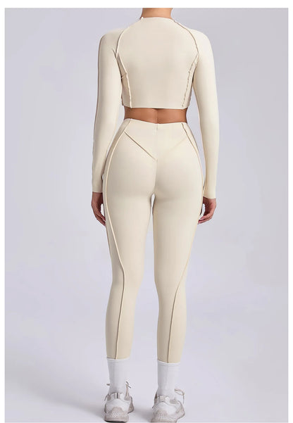 Yoga Set Workout Tracksuits 2 Pieces Gym Clothes Sportswear Yoga Suits For Women Fitness Set Sports Long Sleeved Gym Leggings