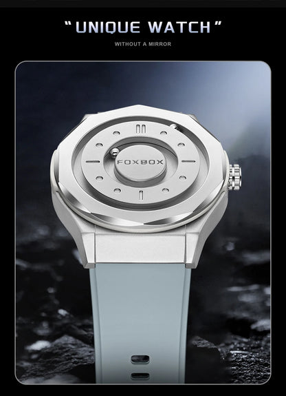 FOXBOX Reloj impermeable para hombre, marca de moda superior, de lujo, con puntero de desplazamiento y fuerza magnética, relojes de pulsera de cuarzo para hombre, Montre Homme