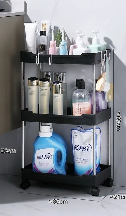 Carrito de almacenamiento para baño con ruedas de 3/4 capas, organizador multiusos para baño, cocina, oficina, etc.