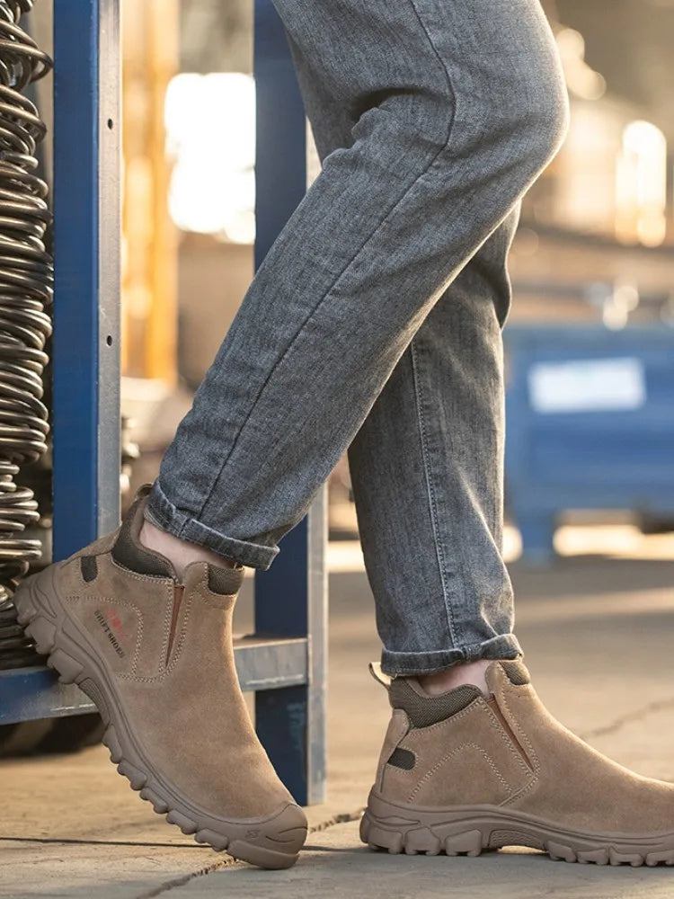 Zapatos de seguridad cómodos para el trabajo, botas de seguridad para hombre, zapatos de trabajo con puntera de acero, botas de trabajo para hombre, zapatillas de seguridad anti-puñaladas