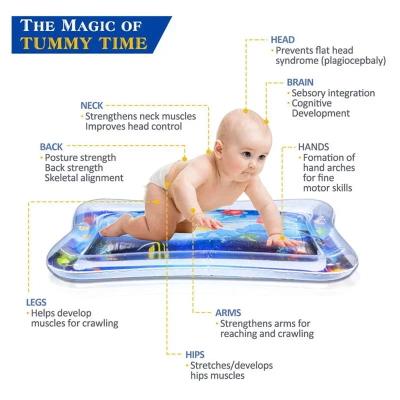 Colchoneta de juego inflable para bebé, cojín de agua de PVC, para tiempo boca abajo, para niños pequeños, juguetes de educación temprana para actividades de desarrollo