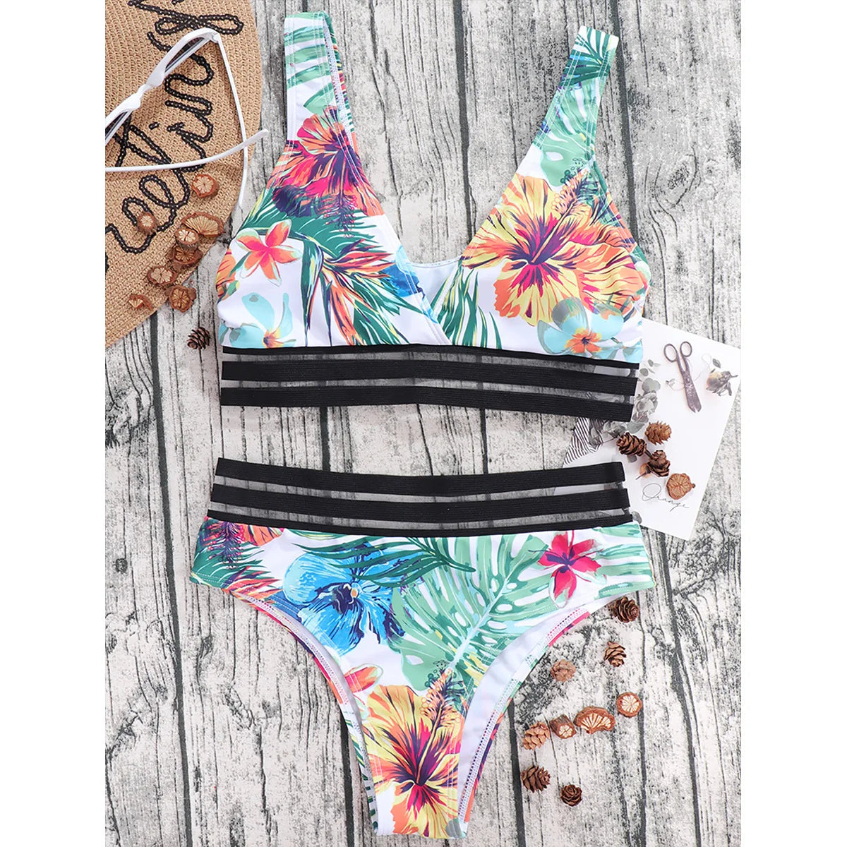 Bikini con estampado sexy de moda 2024 para mujer, traje de baño de cintura alta, traje de baño para mujer, traje de baño para natación, ropa de playa de verano