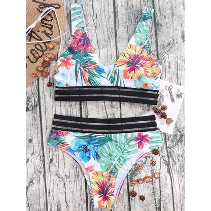Bikini con estampado sexy de moda 2024 para mujer, traje de baño de cintura alta, traje de baño para mujer, traje de baño para natación, ropa de playa de verano