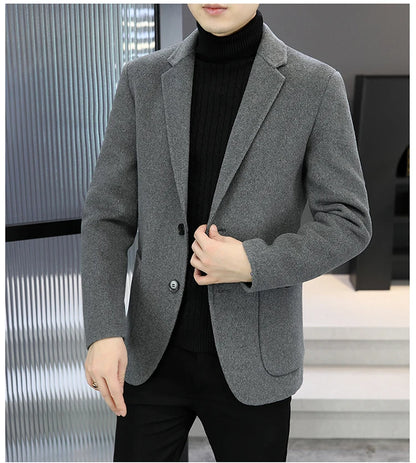 Slim Fit Detachable Down Liner Men's Woolen Coat High Quality 2025 Autumn Winter Casual Solid Color Short Style Warm Wool Jacket