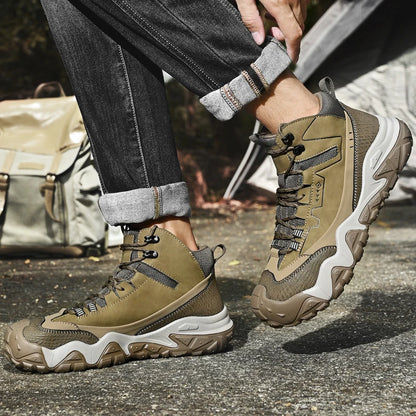 Retro Outdoor Motorcycle Boots Male Comfortable Leather Ankle Boots for Men New Trend Biker High Top Shoes Leisure Walk Botas