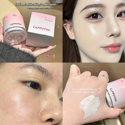 La crema natural radiante y transparente de CAPPUVINI con una base cremosa para la piel crea un look de maquillaje refrescante y suave.