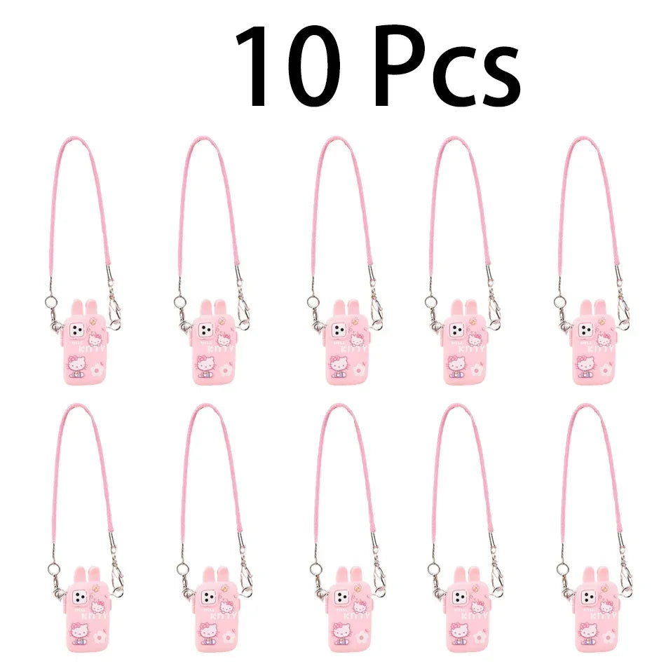 Accesorios para Labubu Accesorios para Crybaby Bolso para cámara de teléfono estilo dibujos animados Accesorios para muñecos de peluche Colgante Abanico Regalo de cumpleaños
