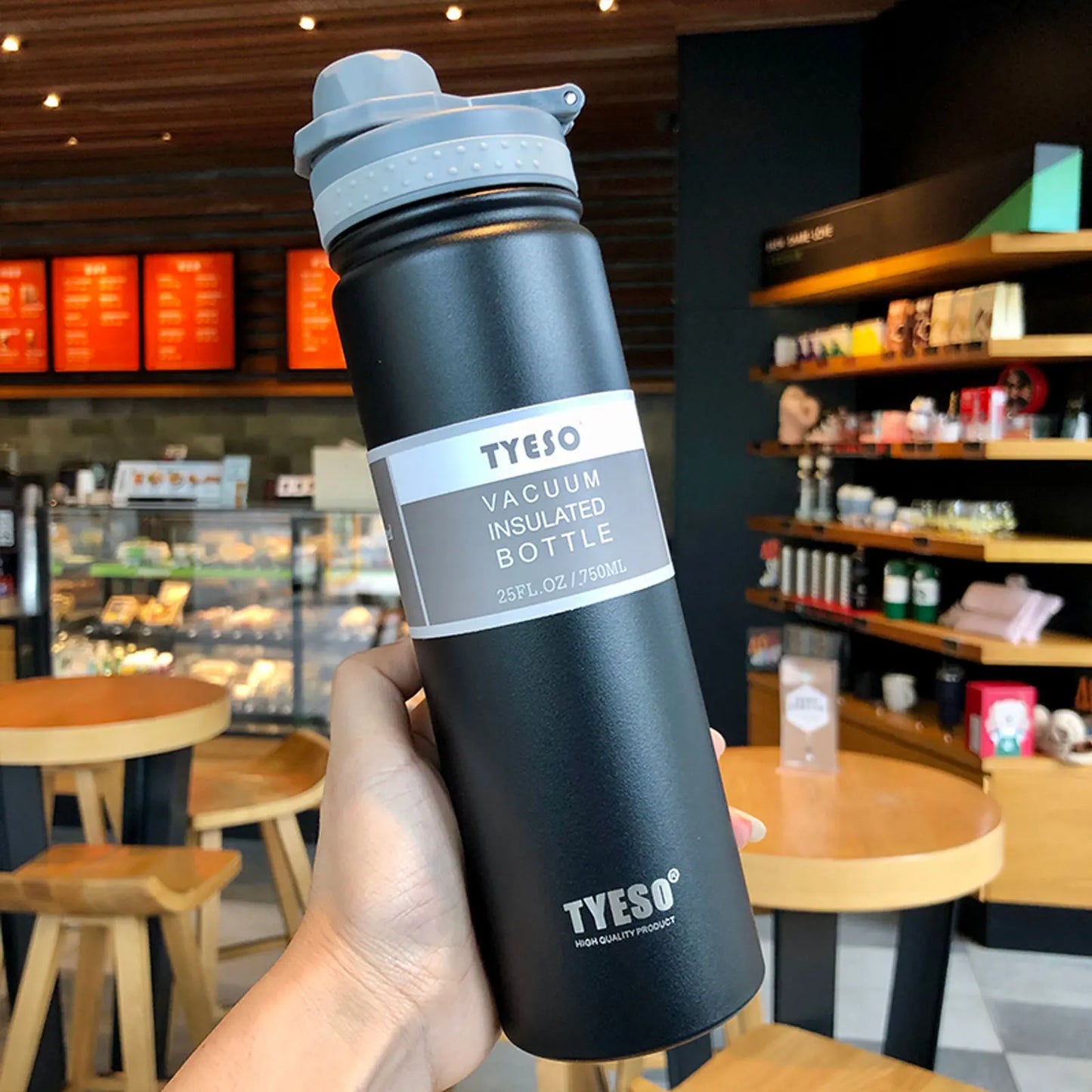 Botella térmica Tyeso de 750 ml, de acero inoxidable, para agua, aislada, para viaje, para niños, taza de café, térmica