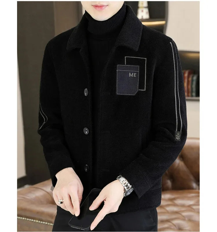 Chaqueta corta de lana Maxbarley para hombre, estilo otoño/invierno, abrigo de trabajo, estilo coreano casual, grueso, moderno y cálido.