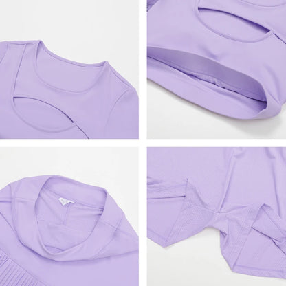 Ctenkevet - Conjunto de 2 piezas de falda corta deportiva para mujer, camiseta push up de secado rápido, conjunto deportivo de dos piezas para yoga