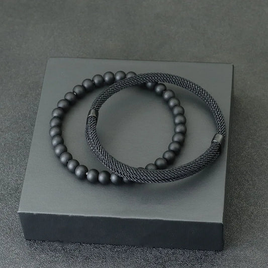 Conjunto de 2 pulseras de moda para hombre, brazalete deslizante ajustable con hilo rojo de la suerte, accesorios para hombre, regalos para él, brazalete para hombre, joyería para hombre