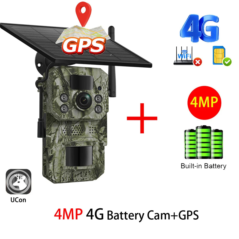 Cámara INQMEGA4G 2K 5MP con sensor de movimiento PIR, temporizador de disparo, visión nocturna, IP66, ideal para caza, senderismo, fauna silvestre, con batería y carga solar.