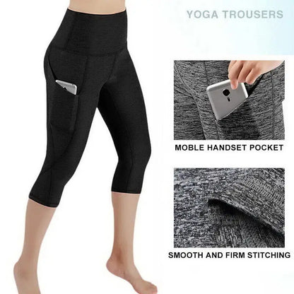 Leggings deportivos sin costuras de cintura alta para mujer, pantalones capri elásticos para yoga, gimnasio, entrenamiento, fitness y running.