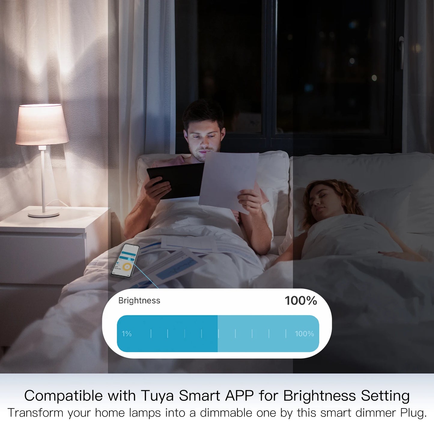 Enchufe inteligente MOES WiFi con ajuste de brillo y temporizador, compatible con la aplicación Tuya Smart Life y control por voz de Alexa y Google (UE/RU/EE. UU.).