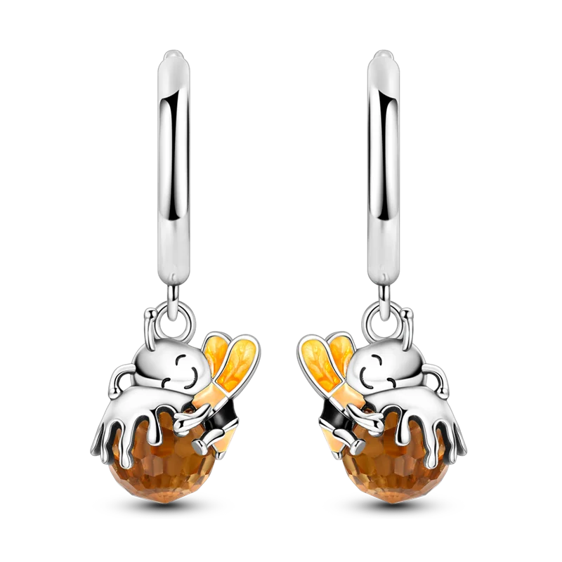 Pendientes brillantes de plata de ley S925 para mujer, con circonitas de colores, diseño de insecto, ideal como regalo de aniversario de boda.