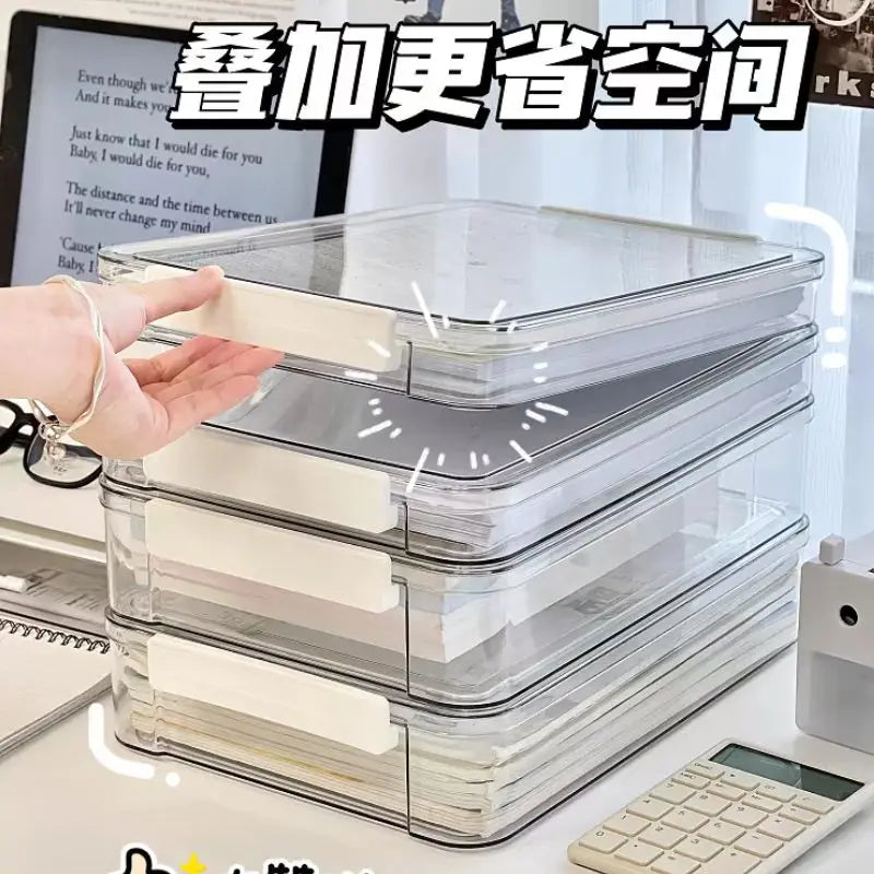 Caja para guardar documentos, documentos de escritorio, caja de clasificación de datos A4, libro de registro del hogar, bolsa para archivos, resistente al polvo y a la humedad.