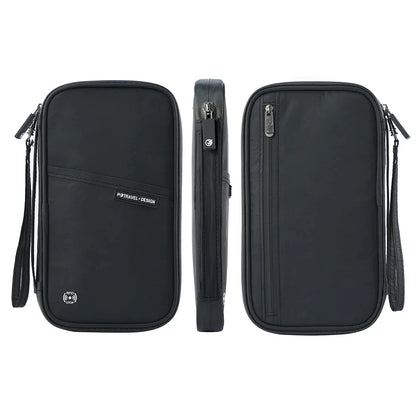 Cartera organizadora para pasaporte de viaje con tarjetero, estuche para documentos, bandolera familiar, bolsa para guardar billetes y efectivo para viajes al extranjero.