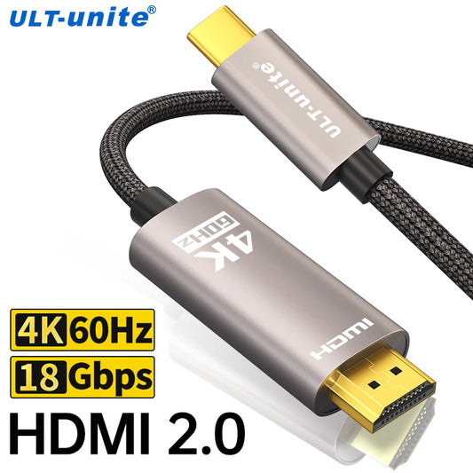 Cable USB-C a HDMI 4K60Hz UHD, convertidor de tipo C a HDMI para MacBook Pro Air, iPad Pro, Samsung Galaxy, Pixelbook, XPS y TV. Adaptador HDMI.