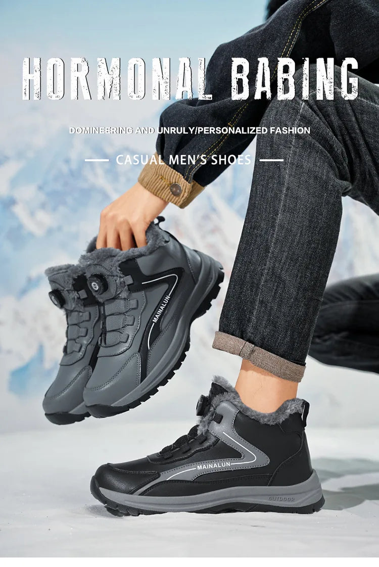 Botas de nieve para hombre, botas de senderismo cálidas y cómodas para invierno, zapatillas deportivas para hombre para exteriores, calzado deportivo impermeable, calzado de senderismo resistente al desgaste