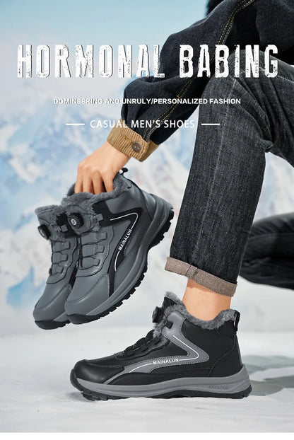 Botas de nieve para hombre, botas de senderismo cálidas y cómodas para invierno, zapatillas deportivas para hombre para exteriores, calzado deportivo impermeable, calzado de senderismo resistente al desgaste