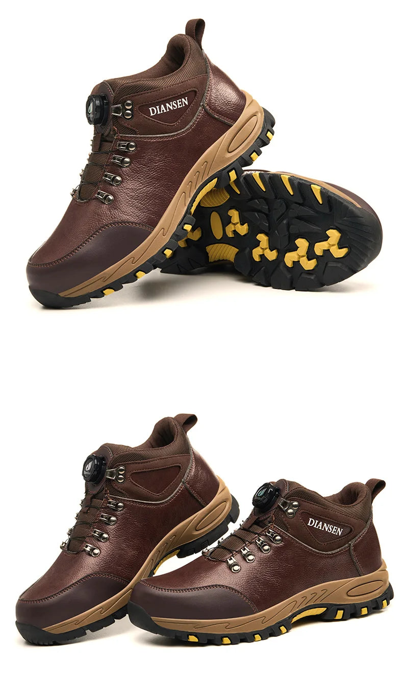 Zapatos de seguridad para hombre con botón giratorio, puntera de acero, zapatillas de trabajo indestructibles, botas de trabajo a prueba de perforaciones, calzado para hombre.