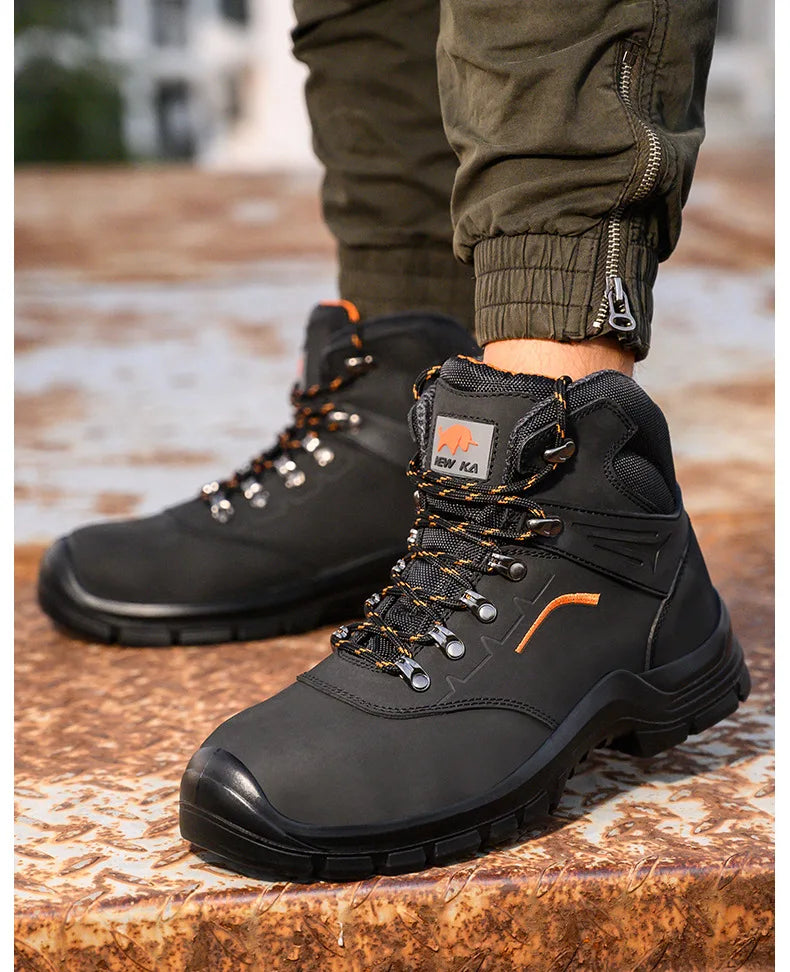 Zapatos de trabajo de cuero antiestáticos, de protección laboral, antiaplastamiento, antipinchazos, antideslizantes, antipolvo y resistentes al desgaste para hombre.