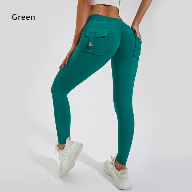 Pantalones de yoga DIAS FIT JOY de nailon, con bolsillo en los glúteos, ajustados, para mujer, deportivos, de fitness, realzan la cadera, transpirables, sin línea en T.