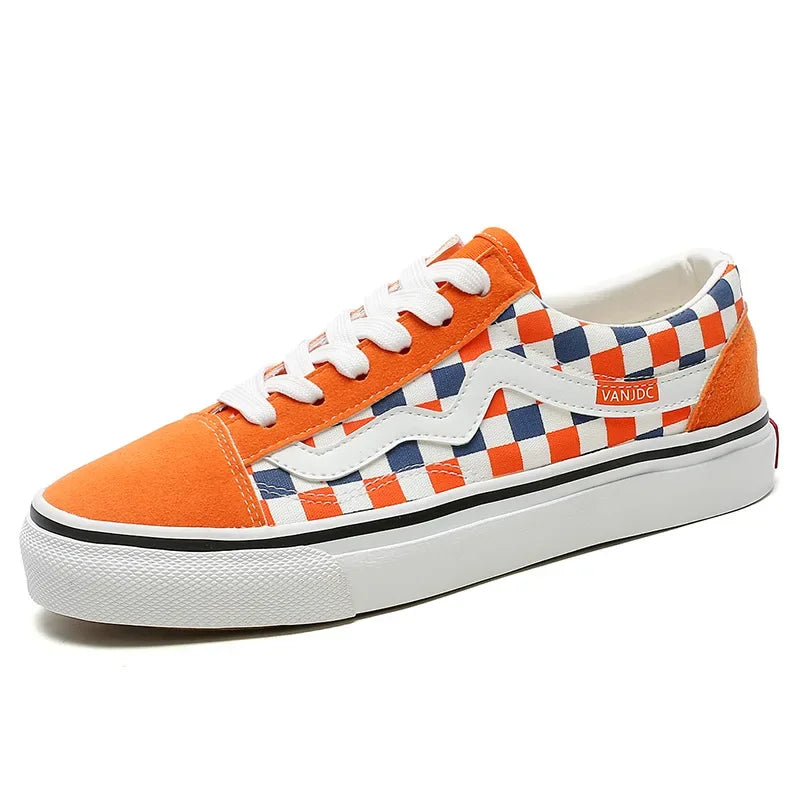 Zapatos de lona a cuadros blancos y negros originales, nuevos de otoño 2024, para mujer, estilo coreano, versátiles, de suela plana.