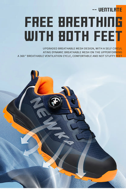 Nuevas botas de seguridad con hebilla giratoria para hombre, zapatillas de trabajo, botas para mujer, transpirables, con puntera de acero, resistentes a pinchazos.