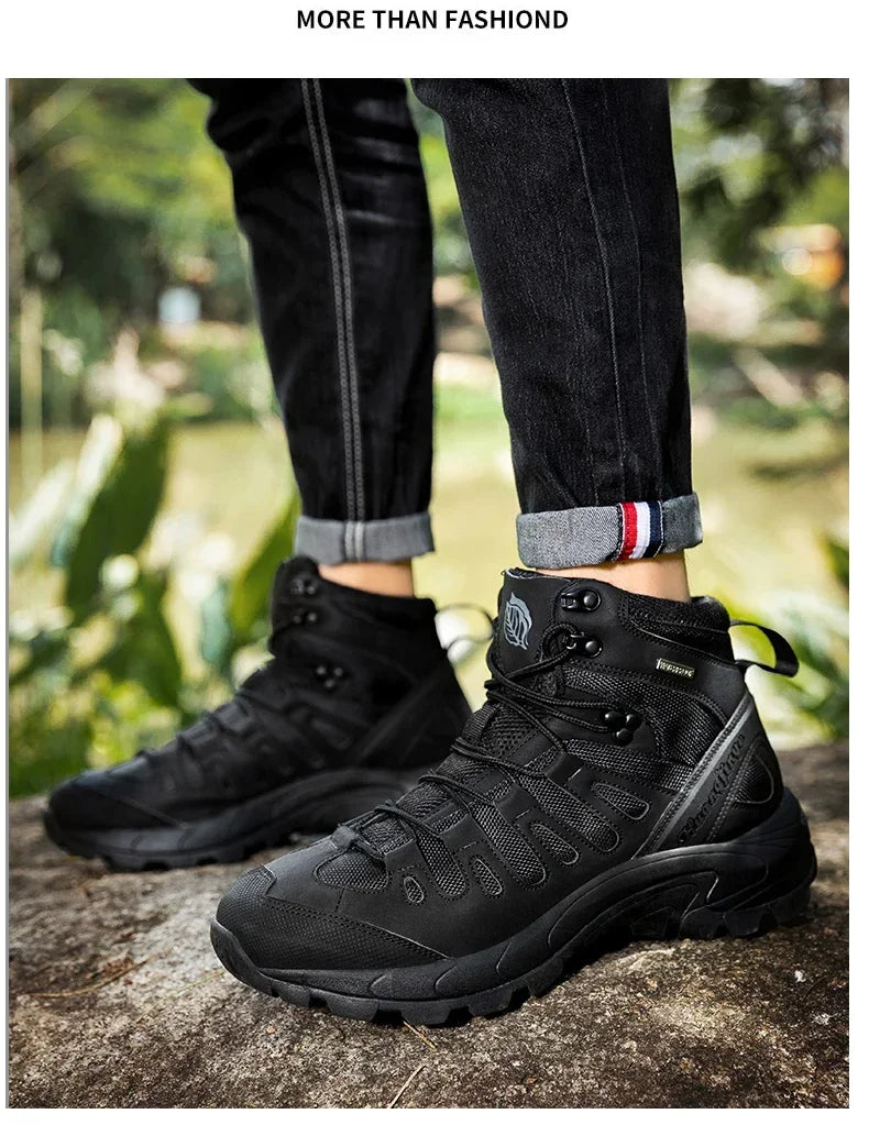 Botas tácticas impermeables de caña alta para hombre, ideales para senderismo, talla grande 47. Zapatillas deportivas para exteriores, botas de senderismo antideslizantes, botas de moto para hombre.