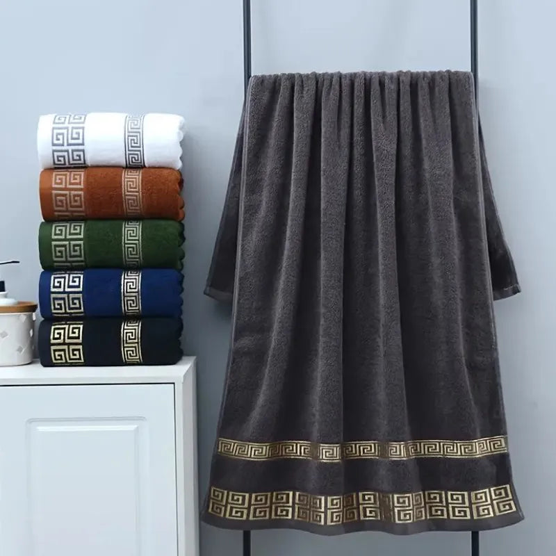 Toallas de baño de algodón de 140 x 70 cm, toalla de ducha grande y gruesa, regalo bordado, azul, blanco, marrón, negro, verde y gris.