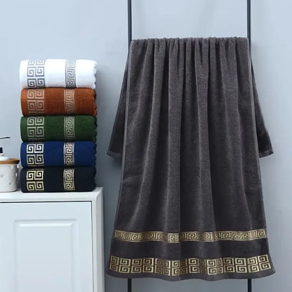 Toallas de baño de algodón de 140 x 70 cm, toalla de ducha grande y gruesa, regalo bordado, azul, blanco, marrón, negro, verde y gris.