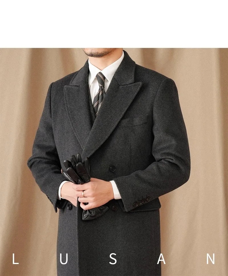 Abrigo Chester de lana 50% para hombre - 800 g. Chaqueta de campo retro cruzada de otoño/invierno.