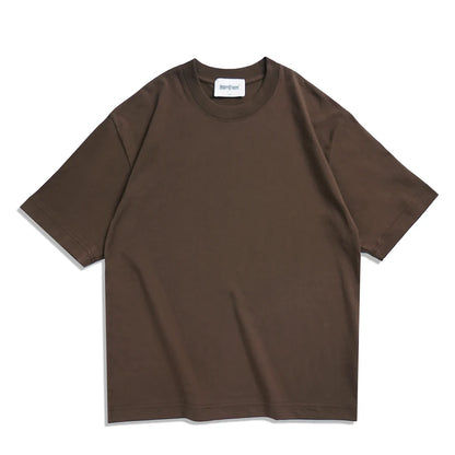 WAVLATII Camisetas de verano de gran tamaño para mujeres y hombres, camisetas casuales marrones para mujeres, camisetas de calle coreanas, camisetas unisex básicas sólidas para jóvenes y geniales