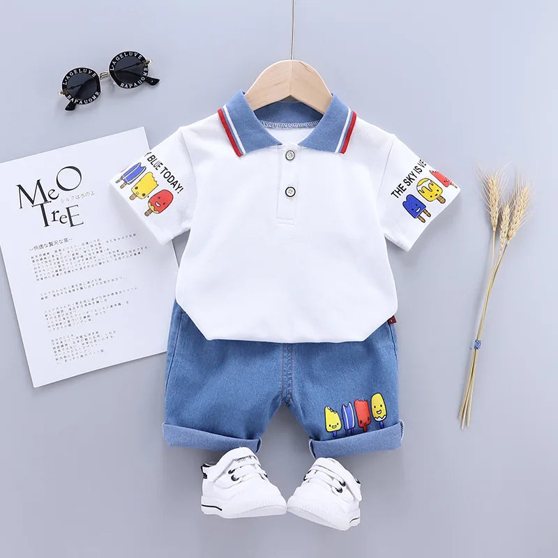 Conjunto de ropa para bebé niño, camiseta y pantalones cortos, conjunto de ropa de verano para niño pequeño, bonito conjunto de ropa de dibujos animados para bebé niño, camiseta y pantalones