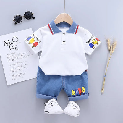 Conjunto de ropa para bebé niño, camiseta y pantalones cortos, conjunto de ropa de verano para niño pequeño, bonito conjunto de ropa de dibujos animados para bebé niño, camiseta y pantalones