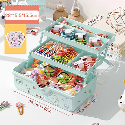 Caja de almacenamiento de accesorios para el cabello para niños, cuerda para la cabeza de bebé, horquilla, banda de goma, organizador de joyas para la cabeza, linda caja de joyería para niña