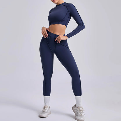Yoga Set Workout Tracksuits 2 Pieces Gym Clothes Sportswear Yoga Suits For Women Fitness Set Sports Long Sleeved Gym Leggings
