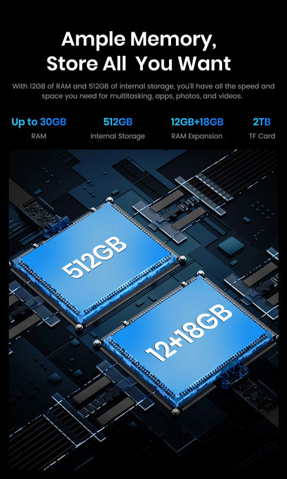 Teléfono móvil resistente Fossibot F107 Pro, 30 (12+18) GB + 512 GB, Android 15, batería de 28000 mAh, carga rápida de 66 W, cámara de 200 MP + 32 MP, 5G, NFC/GPS, doble linterna brillante.