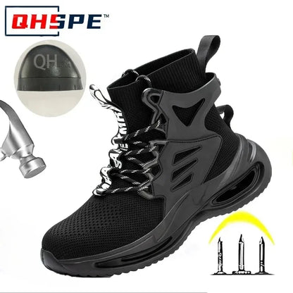 Tall Men's Anti Smashing and Anti Piercing Steel Toe Protective Safety Shoes Lightweight and Breathable Wear Resistant Durable