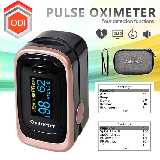Oxímetro de pulso digital portátil OLED con monitor de sueño de 8 horas y estuche para pulsioxímetro digital.