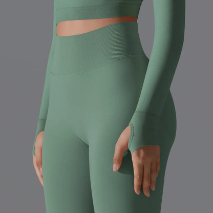 Leggings deportivos de yoga para mujer, sin costuras, cintura alta, elásticos, color sólido, para gimnasio, correr, secado rápido, realce y efecto moldeador.