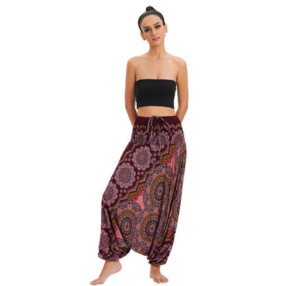 Bohemian Pants Women Pantalones Mujer Hippie High Waist Rayon Harem Baggy Boho Yoga Beach Wear Pour Femme Calca Feminina Printed