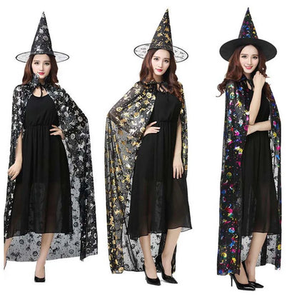 Masquerade Show Performance Costumes Halloween Cloak Sets Pumpkin Ghost Scary Costumes Bat Hat Cosplay Wizard Robe Adult