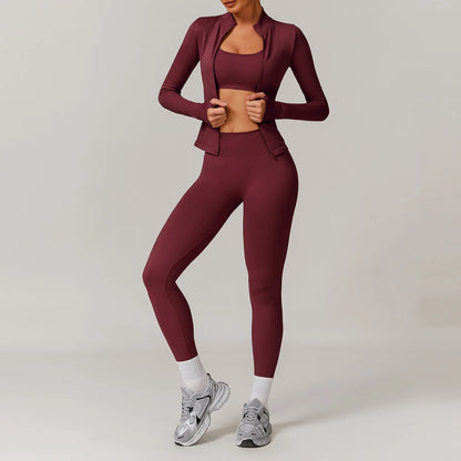 Conjunto de yoga deportivo sin costuras para mujer, 2 o 3 piezas, ropa deportiva para gimnasio, conjuntos de yoga para mujer, chándales, sujetador deportivo, leggings para gimnasio