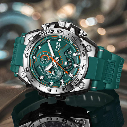 Reloj LIGE para hombre, multifunción, correa de silicona, resistente al agua, luminoso, calendario, moda, deportivo, cuarzo.